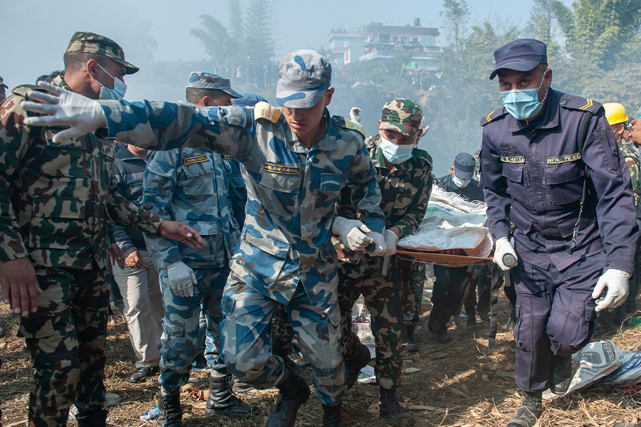 पोखराको सेती खोँचमा विमान दुर्घटनापछिको खोजतलास र उद्धार (तस्वीरहरू)