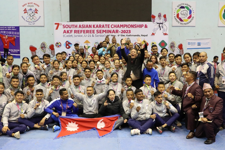 दक्षिण एशियाली कराँते च्याम्पियनसिपः २९ स्वर्ण पदकसहित नेपाल पहिलो