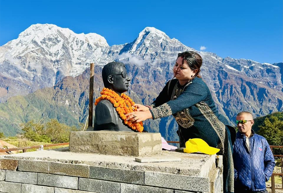 मर्दी हिमाल पदमार्गमा सुदीप गौतमको शालिक