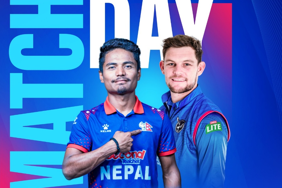 नेपालले नामिबियाविरुद्ध ब्याटिङ गर्दै, आरिफ बेन्चमा