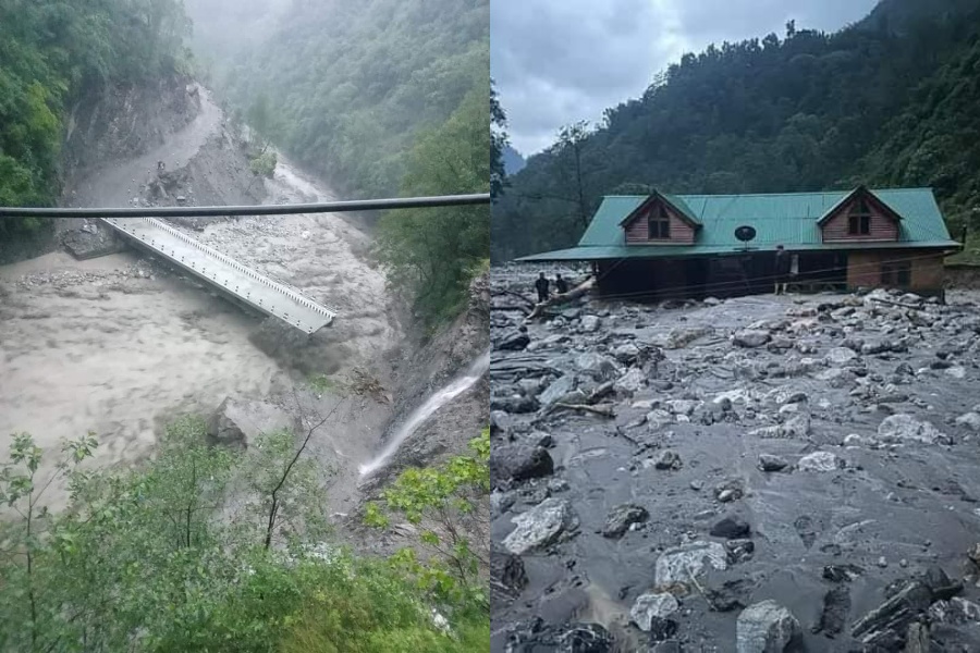 काबेली नदीमा बाढी: ताप्लेजुङमा पुल र घर बगायो, बस्ती नै जोखिममा