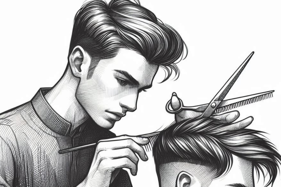 विद्यार्थीलाई कपाल काट्ने सीप सिकाउँदै भुम्रे मावि