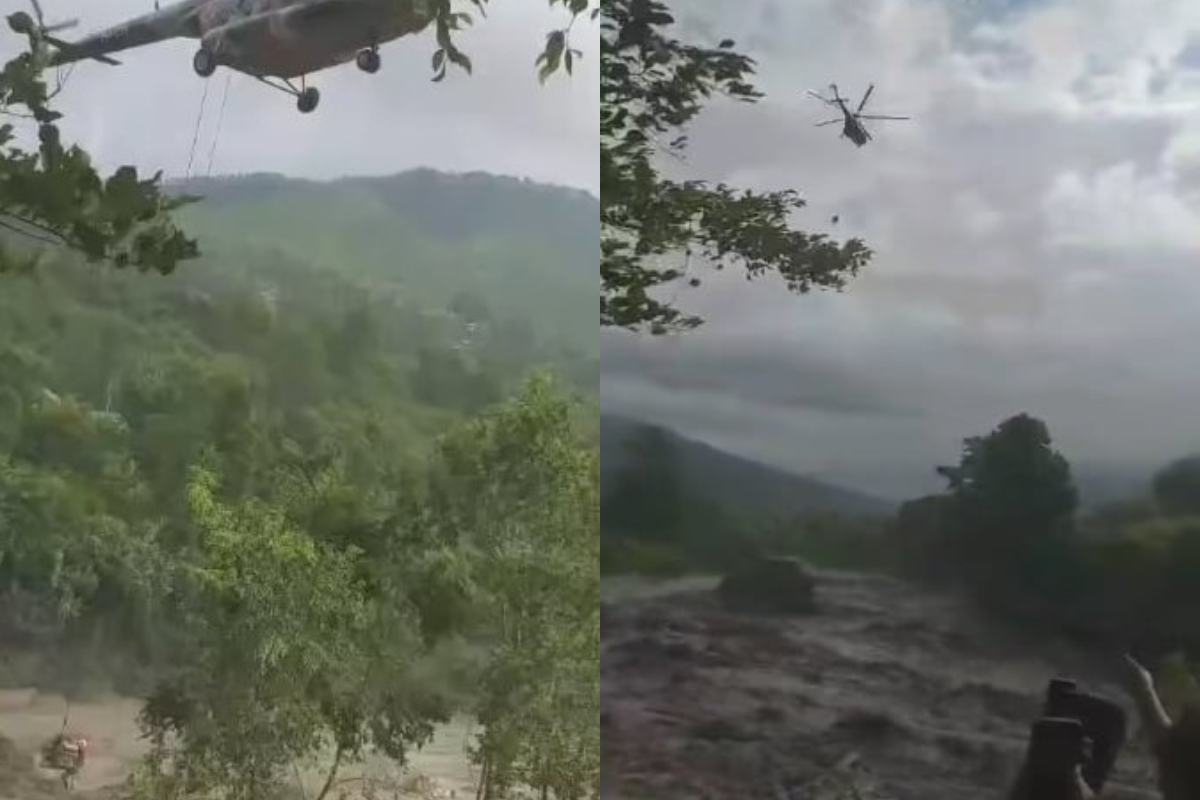 त्रिशूलीको बाढीमा फसेका २ जनाको हेलिकप्टरबाट उद्धार