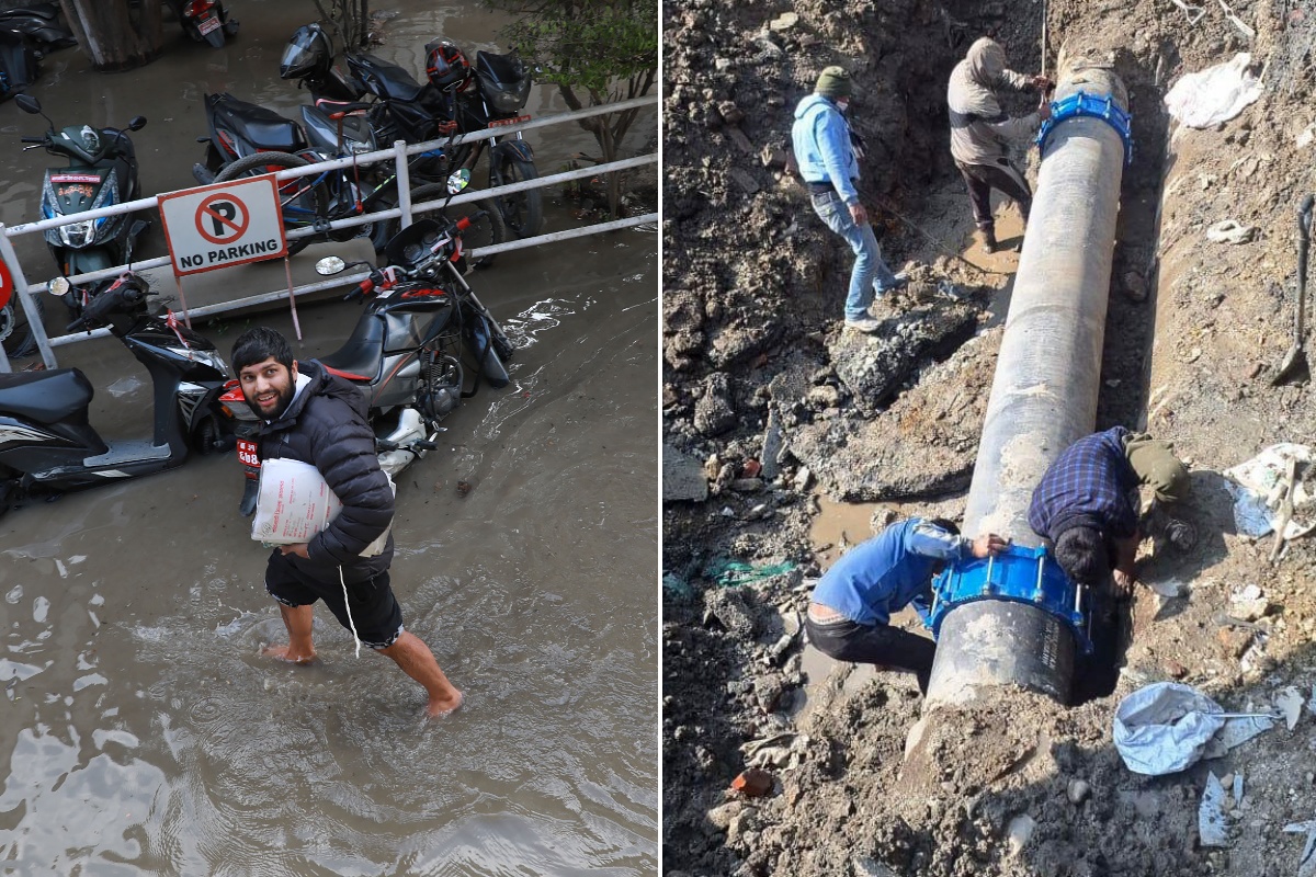 बबरमहलमा फुटेको खानेपानीको पाइप २० घण्टापछि मर्मत