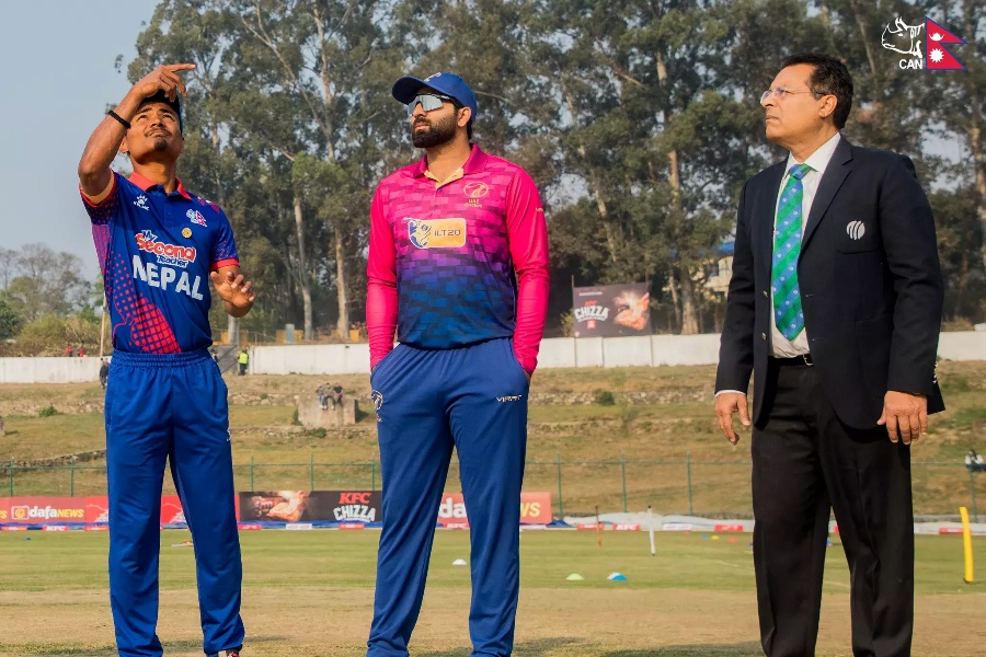 लिग–२ : यूएईविरूद्ध पहिले ब्याटिङ गर्दै नेपाल, ज्ञानेन्द्र र करण बेन्चमा