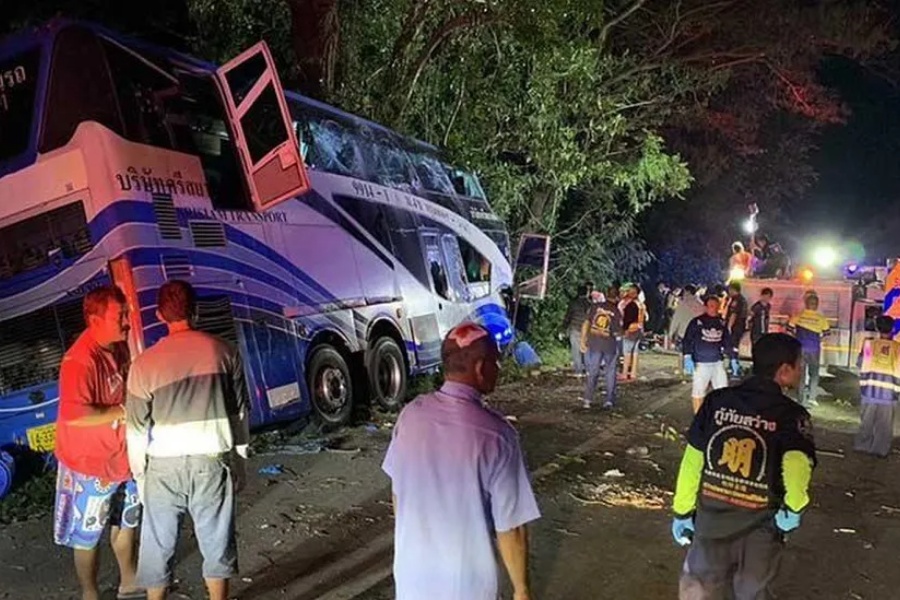 थाइल्यान्डमा बस दुर्घटना: १४ जनाको मृत्यु, ३५ घाइते