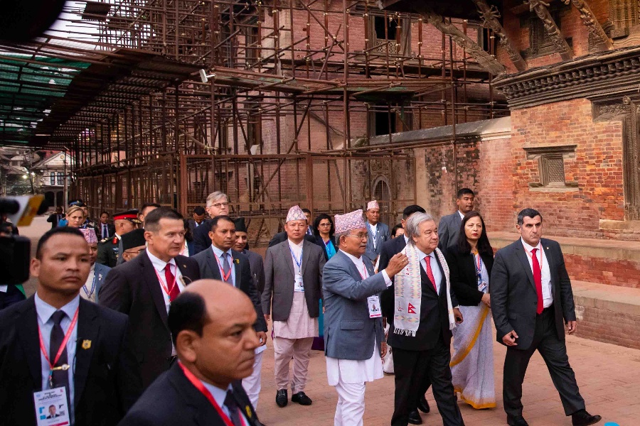 राष्ट्रसंघका महासचिव गुटेरेसले गरे पाटन दरबार क्षेत्रको अवलोकन