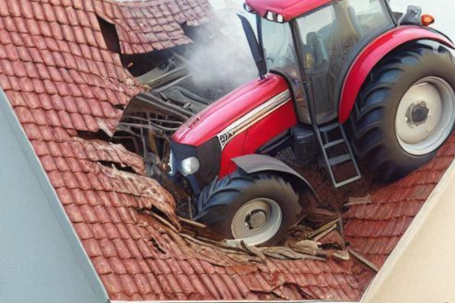 घरको छतमा ट्रयाक्टर खस्दा दुई बालिका घाइते