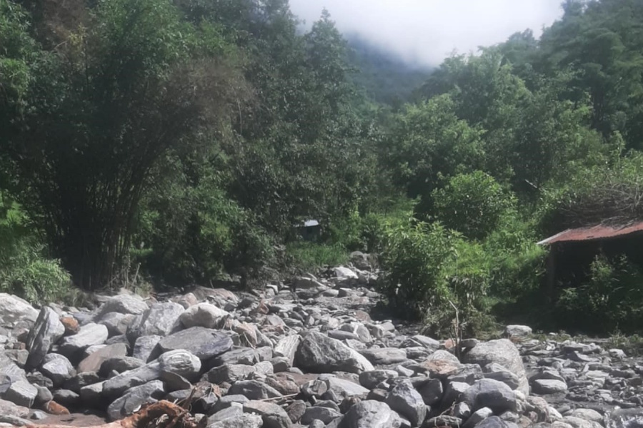 नुवाकोटको भद्रुटारका दर्जनौँ घरपरिवार बाढी र पहिरोको जोखिममा, सयौँ रोपनी धानखेतमा बाढी पस्यो